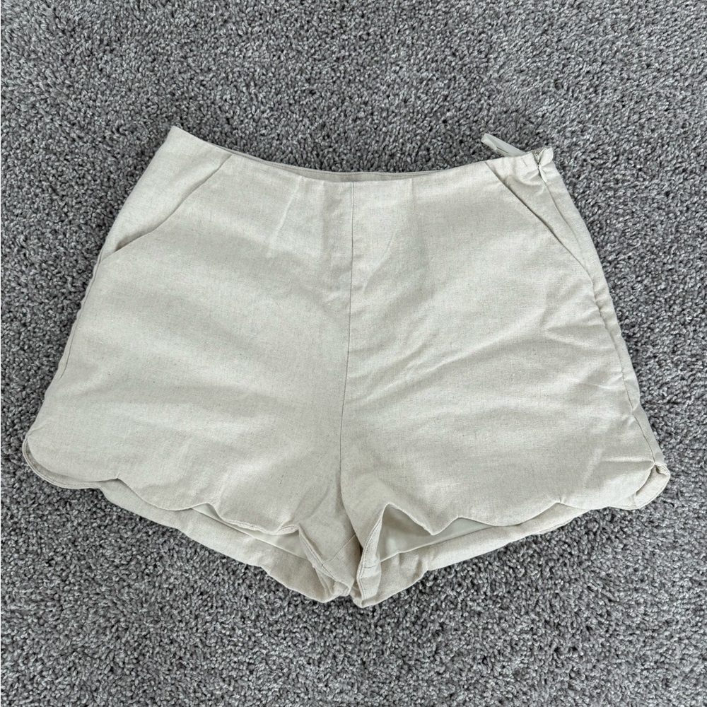 She + Sky Scallop Hem Shorts